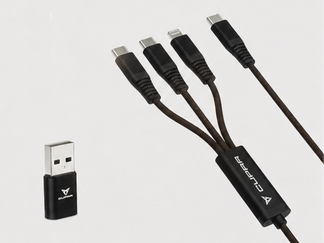 CUPRA 3-in-1 charging cable + USB-C to USB-A adapter
